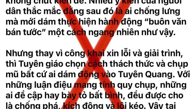 KHÔNG THỂ MƯỢN DANH CHỐNG GIAN LẬN ĐỂ XUYÊN TẠC VÀ KÍCH ĐỘNG DƯ LUẬN