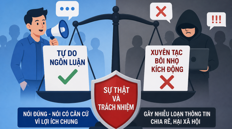 TỰ DO NGÔN LUẬN KHÔNG PHẢI LÀ “TẤM ÁO CHOÀNG” CHE ĐẬY SỰ XUYÊN TẠC