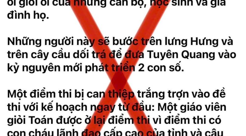 VẠCH TRẦN LUẬN ĐIỆU XUYÊN TẠC VỀ VỤ VIỆC KỲ THI TỐT NGHIỆP THPT TẠI TUYÊN QUANG