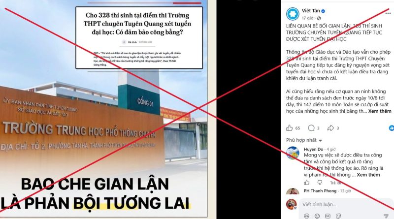 BÁC BỎ LUẬN ĐIỆU XUYÊN TẠC VỀ VỤ ÁN GIAN LẬN THI CỬ TẠI TRƯỜNG THPT CHUYÊN TUYÊN QUANG