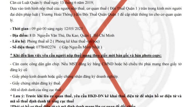CẢNH GIÁC VỚI THỦ ĐOẠN LỢI DỤNG DANH NGHĨA CƠ QUAN THUẾ ĐỂ LỪA ĐẢO, TRỤC LỢI